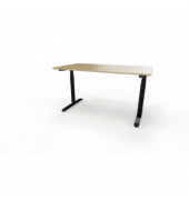 Sitz-Steh-Schreibtisch se:lab e-desk, elektrisch höhenverstellbar, 65-128cm (H), 140x90cm (BxT), rechteckig, eiche hell / schwarz