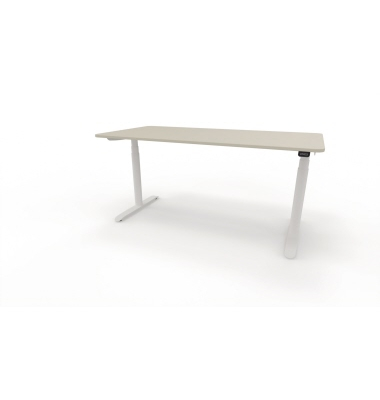 Sitz-Steh-Schreibtisch se:lab e-desk, elektrisch höhenverstellbar, 65-128cm (H), 160x80cm (BxT), rechteckig, lichtgrau / weiß