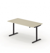 Sitz-Steh-Schreibtisch se:lab e-desk, elektrisch höhenverstellbar, 65-128cm (H), 160x80cm (BxT), rechteckig, lichtgrau / schwarz