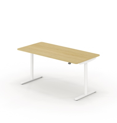 Sitz-Steh-Schreibtisch se:lab e-desk, elektrisch h&ouml;henverstellbar, 65-128cm (H), 160x80cm (BxT), rechteckig, eiche hell / wei&szlig;