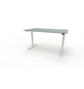 Sitz-Steh-Schreibtisch se:lab e-desk, elektrisch höhenverstellbar, 65-128cm (H), 140x90cm (BxT), rechteckig, fjordgrün / weiß