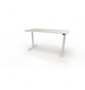 Sitz-Steh-Schreibtisch se:lab e-desk, elektrisch höhenverstellbar, 65-128cm (H), 140x90cm (BxT), rechteckig, weiß / weiß