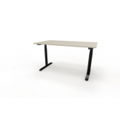 Sitz-Steh-Schreibtisch se:lab e-desk, elektrisch höhenverstellbar, 65-128cm (H), 140x90cm (BxT), rechteckig, lichtgrau / schwarz