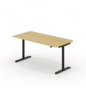 Sitz-Steh-Schreibtisch se:lab e-desk, elektrisch höhenverstellbar, 65-128cm (H), 160x80cm (BxT), rechteckig, eiche hell / schwarz
