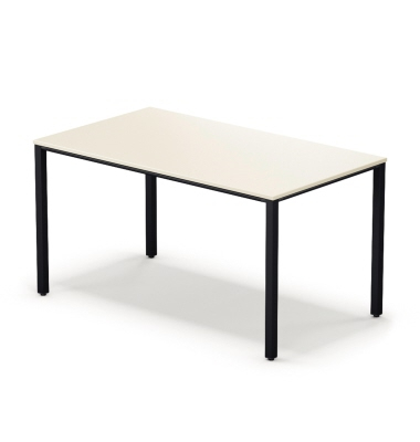 Schreibtisch temptation four, 74cm (H), 140x80cm (BxT), rechteckig, weiß / schwarz
