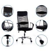 B&uuml;rodrehstuhl ARIA HIGH, schwarz / chrom, mit Armlehnen, bis 100kg, ohne Kopfst&uuml;tze