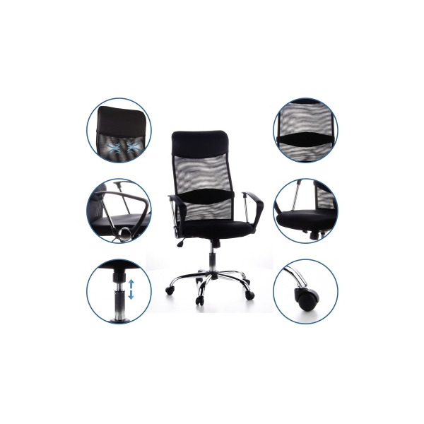 4260182534984 - Bürodrehstuhl ARIA HIGH schwarz mit Armlehnen bis 100kg 4260182534984 HJH Office GmbH