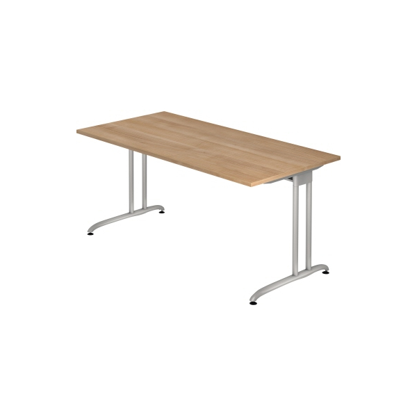 4032062015063 - Schreibtisch Ergonomic VBS16 N höhenverstellbar 72cm (H) 160x80cm (BxT) rechteckig nussbaum   Silber 4032062015063 Hammerbac