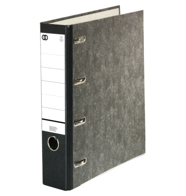 Doppelordner oeco 3306, 2xA5 quer 70mm breit Graupappe, 100 % recycelt schwarz