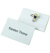Namensschild VELOCARD, mit: Kombiklemme, 90 x 57 mm, farblos