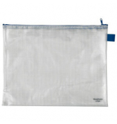 Rei&szlig;verschlusstasche, PVC, A4, 355 x 270 mm, farblos, blau, transparent