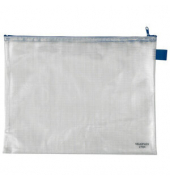 Reißverschlusstasche, PVC, A4, 355 x 270 mm, farblos, blau, transparent