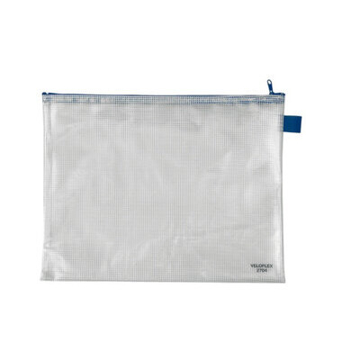 Rei&szlig;verschlusstasche, PVC, A4, 355 x 270 mm, farblos, blau, transparent