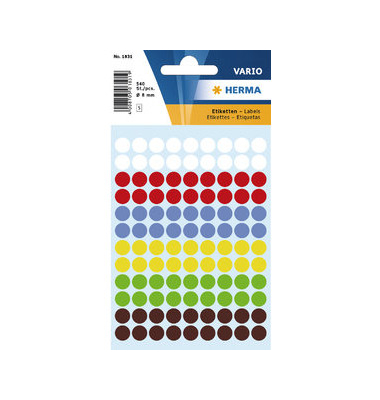 Markierungspunkte Vario 1831, farbig sortiert, &Oslash; 8mm