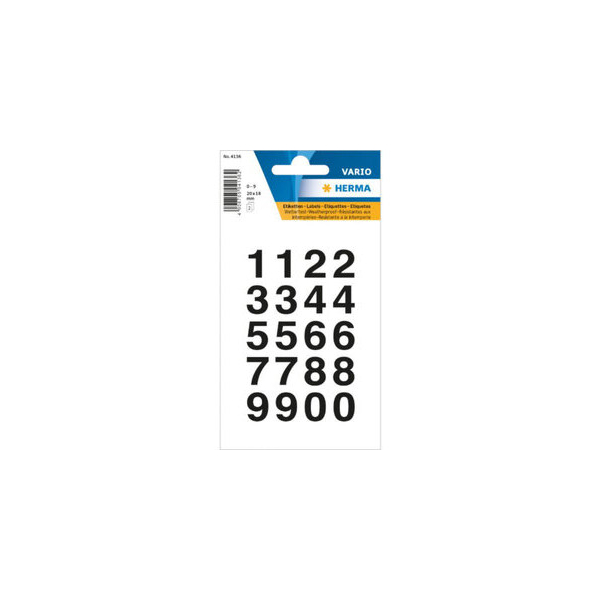 4008705710114 - HERMA 4136 Nummernetiketten 0-9 20 x 18 mm Schwarz 10 Packungen mit 400 Etiketten