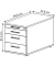 Rollcontainer Solid VTC30/6/6/RE Holz buche, 3 normale Schubladen, mit extra Utensilienauszug, abschließbar