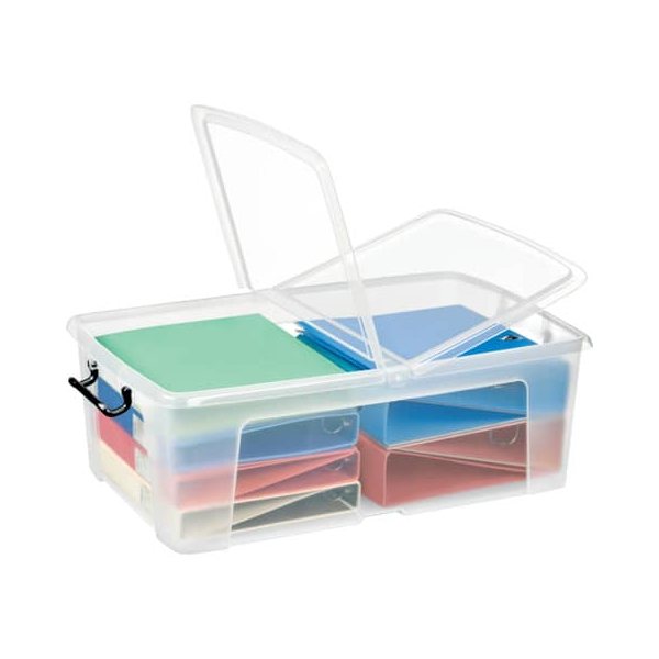 5021711039511 - Aufbewahrungsbox Ablagebox HW675 2006750110 50 Liter mit Deckel für A4 Ordner außen 695x450x241mm Kunststoff transparent 502