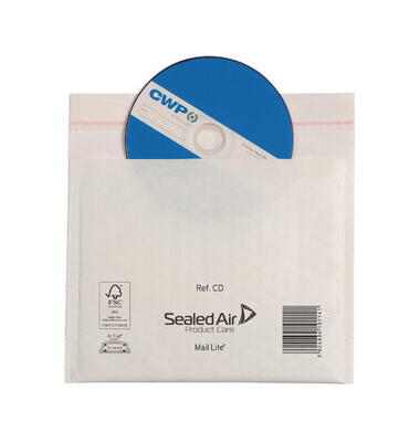 Luftpolstertaschen CD, 100330667, innen 160x180mm, Wahlweise für Selbstklebe-, Adhäsions- oder Klammerverschluss verwendbar, wei
