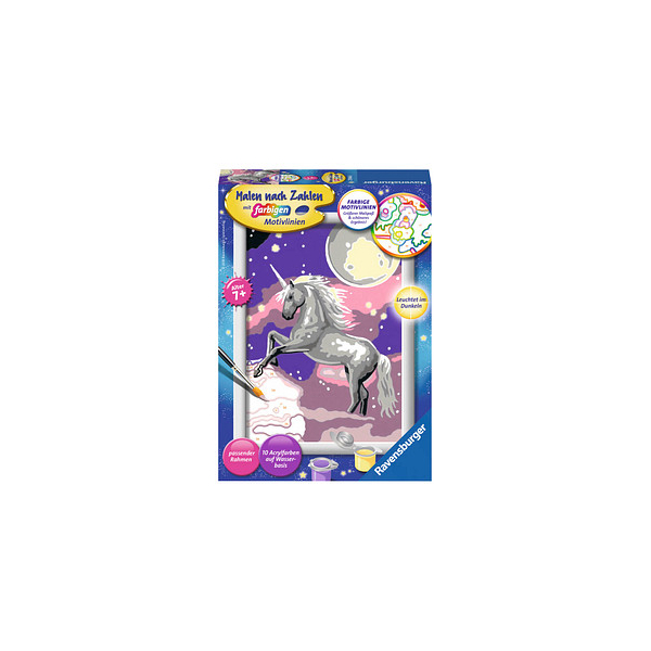 4005556278466 - Malen nach Zahlen 13x18 cm mit farbigen Motivlinien & Leuchtfarbe Einhorn