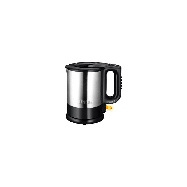 Unold 18015 Wasserkocher - Edelstahl Kettle, Schwarz, 1,5 L, EU Stecker, 2200 W, Blitzkocher, 360° drehbarer Edelstahl Sockel, Trockengehschutz, Abschaltautomatik, integrierter Kalkfilter