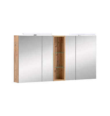 MÖBELPARTNER Spiegelschrank Duo eiche landhaus 140,0 x 16,0 x 75,0 cm