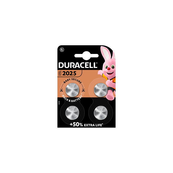 5000394119345 - Batterie Lithium Knopfzelle CR2025 3V - Electronics Retail Blister (4-Pack) (119345) - Duracell
