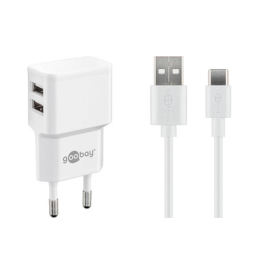 goobay Ladekabel mit Adapter weiß 1 m, 12 Watt