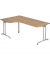 Schreibtisch Ergonomic, Stellfuß, 72cm (H), 200x120cm (BxT), L-Form, nussbaum / silber