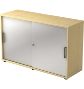 Schiebet&uuml;renschrank V1752/V1753 V1752S/3/S/SG, abschlie&szlig;bar, 2 OH, ahorn/silber, 120x74,8x40cm (BxHxT)