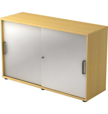 Schiebet&uuml;renschrank V1752/V1753 V1752S/6/S/SG, abschlie&szlig;bar, 2 OH, buche/silber, 120x74,8x40cm (BxHxT)