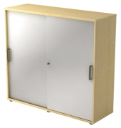 Schiebet&uuml;renschrank V1753S/3/S/SG, abschlie&szlig;bar, 3 OH, ahorn/silber, 120x110x40cm (BxHxT)