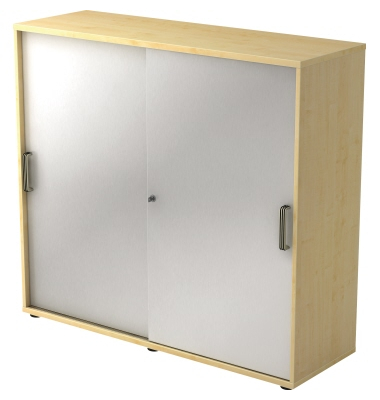Schiebet&uuml;renschrank V1752/V1753 V1753S/3/S/SG, abschlie&szlig;bar, 3 OH, ahorn/silber, 120x110x40cm (BxHxT)