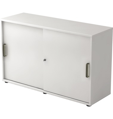 Schiebet&uuml;renschrank V1752/V1753 V1752S/W/W/SG, abschlie&szlig;bar, 2 OH, wei&szlig;, 120x74,8x40cm (BxHxT)