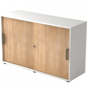 Schiebet&uuml;renschrank V1752/V1753 V1752S/W/N/SG, abschlie&szlig;bar, 2 OH, wei&szlig;/nussbaum, 120x74,8x40cm (BxHxT)