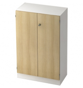 Aktenschrank V6 V6550/W/E/SG, abschlie&szlig;bar, 3 OH, wei&szlig;/eiche, 80x127x42cm (BxHxT)