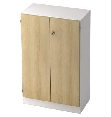 Aktenschrank V6 V6550/W/E/SG, abschlie&szlig;bar, 3 OH, wei&szlig;/eiche, 80x127x42cm (BxHxT)