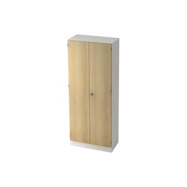 4032062165980 - Flügeltürenschrank Melaminharzbeschichtete Spanplatte 5 Fachböden Abschließbar 800 x 420 x 2004 mm Eiche Braun Weiß