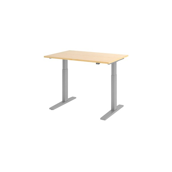 4032062181423 - Sitz-Steh-Schreibtisch VXMKA12 3 S elektrisch höhenverstellbar 70 - 120cm (H) 120cmx80cm (BxT) rechteckig ahorn   Silber 403