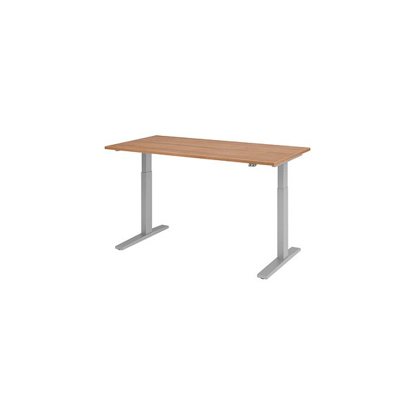 4032062182413 - Sitz-Steh-Schreibtisch VXMKA16 N S elektrisch höhenverstellbar 70 - 120cm (H) 160cmx80cm (BxT) rechteckig nussbaum   Silber 
