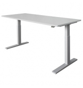 Sitz-Steh-Schreibtisch XMKA, elektrisch h&ouml;henverstellbar, 70-120cm (H), 180x80cm (BxT), rechteckig, grau / silber