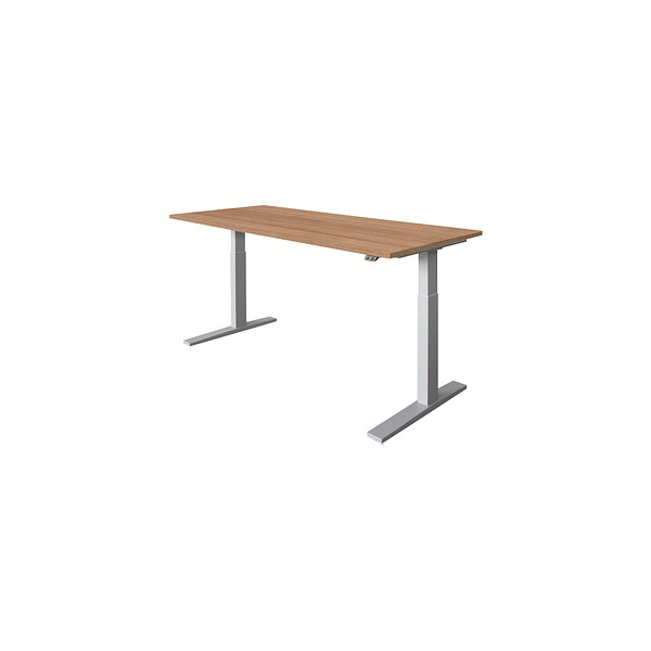 4032062182482 - Sitz-Steh-Schreibtisch VXMKA19 N S elektrisch höhenverstellbar 70 - 120cm (H) 180cmx80cm (BxT) rechteckig nussbaum   Silber 