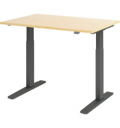 Sitz-Steh-Schreibtisch, elektrisch höhenverstellbar, 70-120cm (H), 120x80cm (BxT), rechteckig, ahorn / graphit