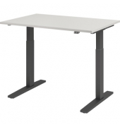 Sitz-Steh-Schreibtisch XMKA, elektrisch h&ouml;henverstellbar, 70-120cm (H), 120x80cm (BxT), rechteckig, grau / graphit