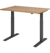 Sitz-Steh-Schreibtisch, elektrisch höhenverstellbar, 70-120cm (H), 120x80cm (BxT), rechteckig, nussbaum / graphit