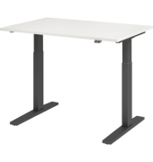 Sitz-Steh-Schreibtisch XMKA, elektrisch h&ouml;henverstellbar, 70-120cm (H), 120x80cm (BxT), rechteckig, wei&szlig; / graphit