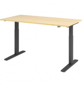 Sitz-Steh-Schreibtisch, elektrisch höhenverstellbar, 70-120cm (H), 160x80cm (BxT), rechteckig, ahorn / graphit