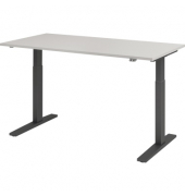 Sitz-Steh-Schreibtisch, elektrisch höhenverstellbar, 70-120cm (H), 160x80cm (BxT), rechteckig, grau / graphit