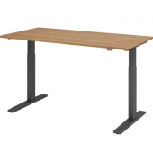 Sitz-Steh-Schreibtisch, elektrisch höhenverstellbar, 70-120cm (H), 160x80cm (BxT), rechteckig, nussbaum / graphit