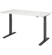 Sitz-Steh-Schreibtisch, elektrisch höhenverstellbar, 70-120cm (H), 160x80cm (BxT), rechteckig, weiß / graphit