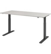 Sitz-Steh-Schreibtisch, elektrisch höhenverstellbar, 70-120cm (H), 180x80cm (BxT), rechteckig, grau / graphit